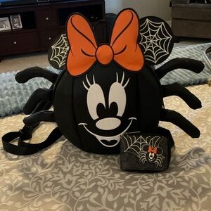Loungefly Minnie Mouse spider backpack with wallet